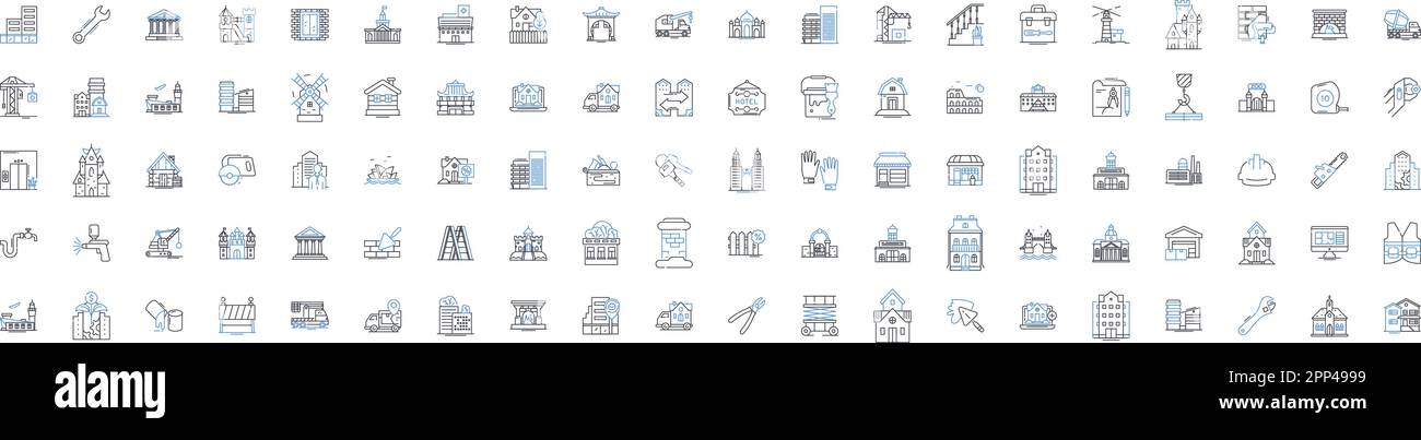Building planning line icons collection. Zoning, Permits, Blueprint ...
