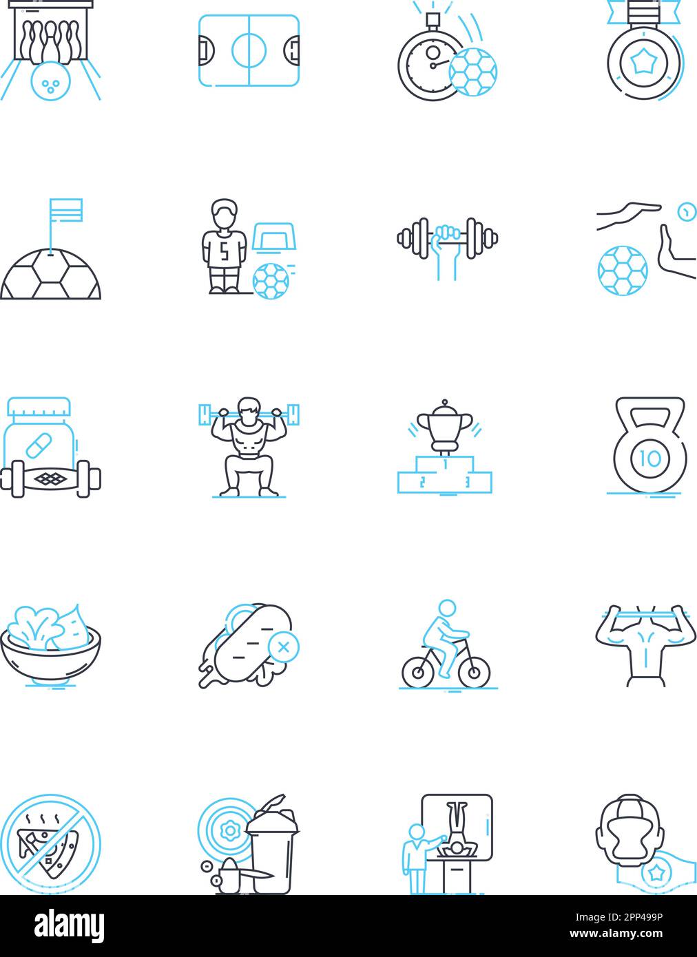 Rugby linear icons set. Tackle, Scrum, Ruck, Maul, Try, Conversion