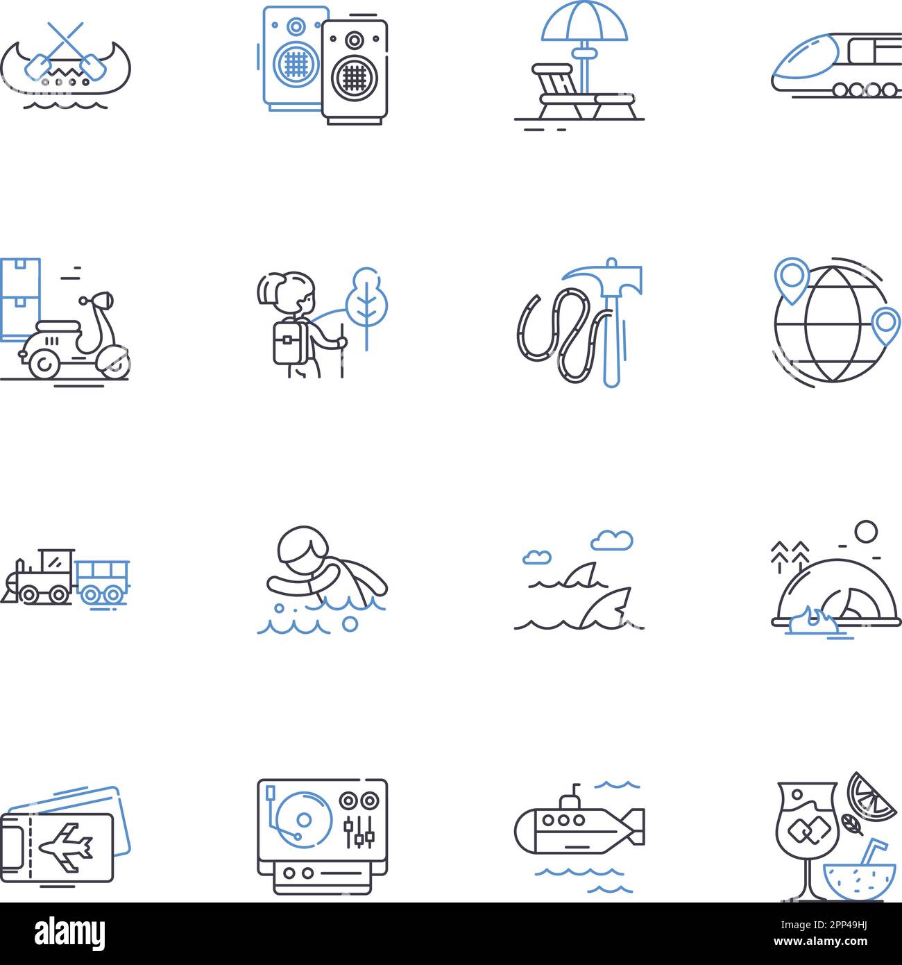 Sojourning line icons collection. Journey, Exploration, Pilgrimage