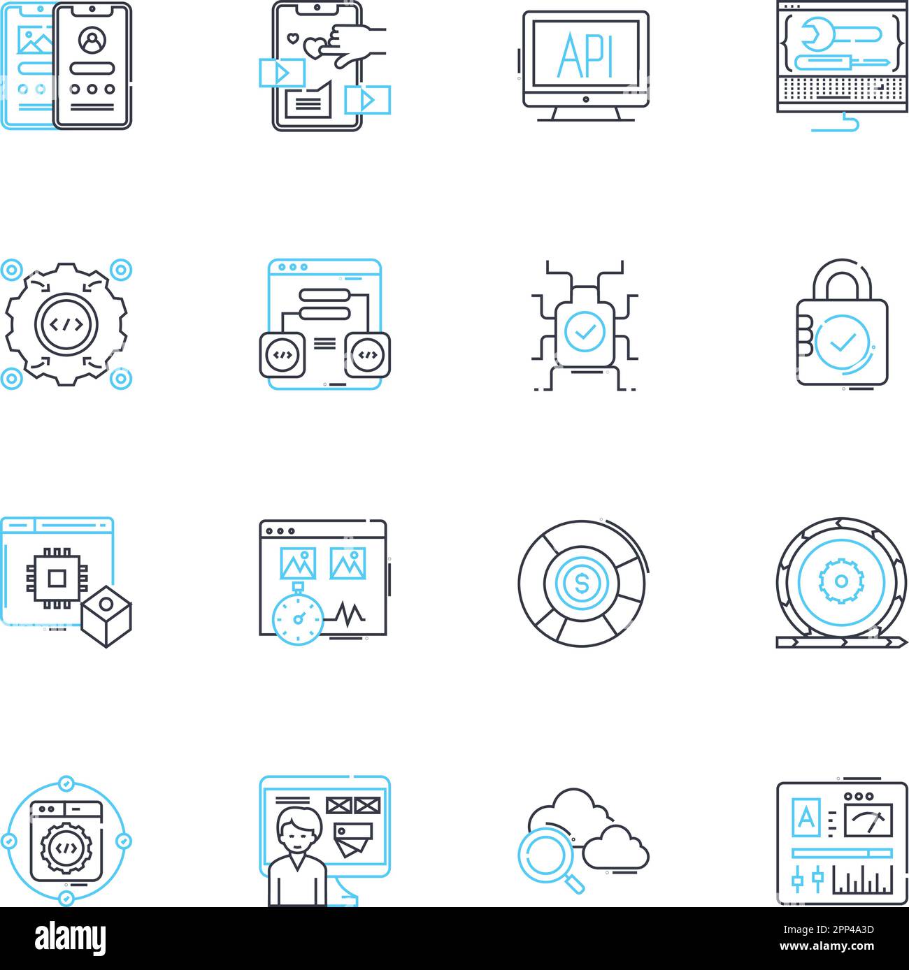 Web design linear icons set. Layout, Typography, Graphics, Navigation ...