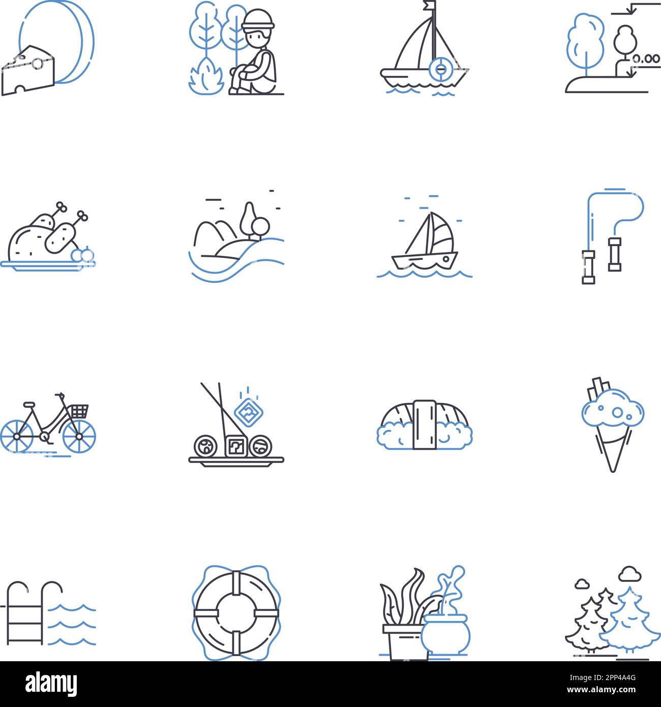 Welllived life line icons collection. Fulfillment, Adventures, Joy