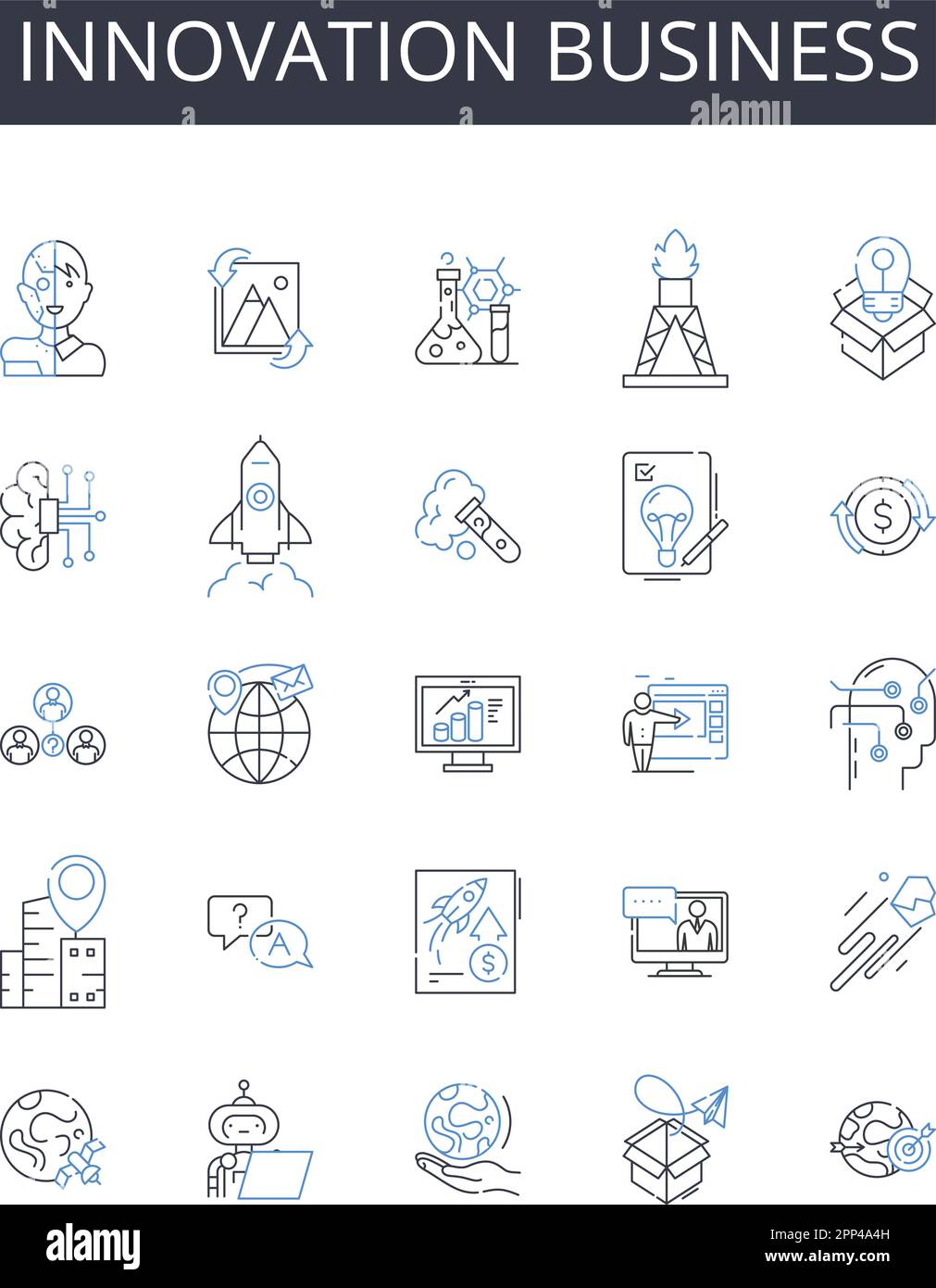Innovation business line icons collection. Permission, Approval