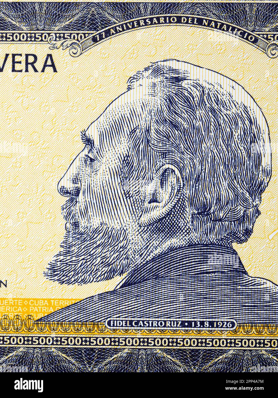 Fidel Castro Ruz a portrait from Cuban mney - pesos Stock Photo