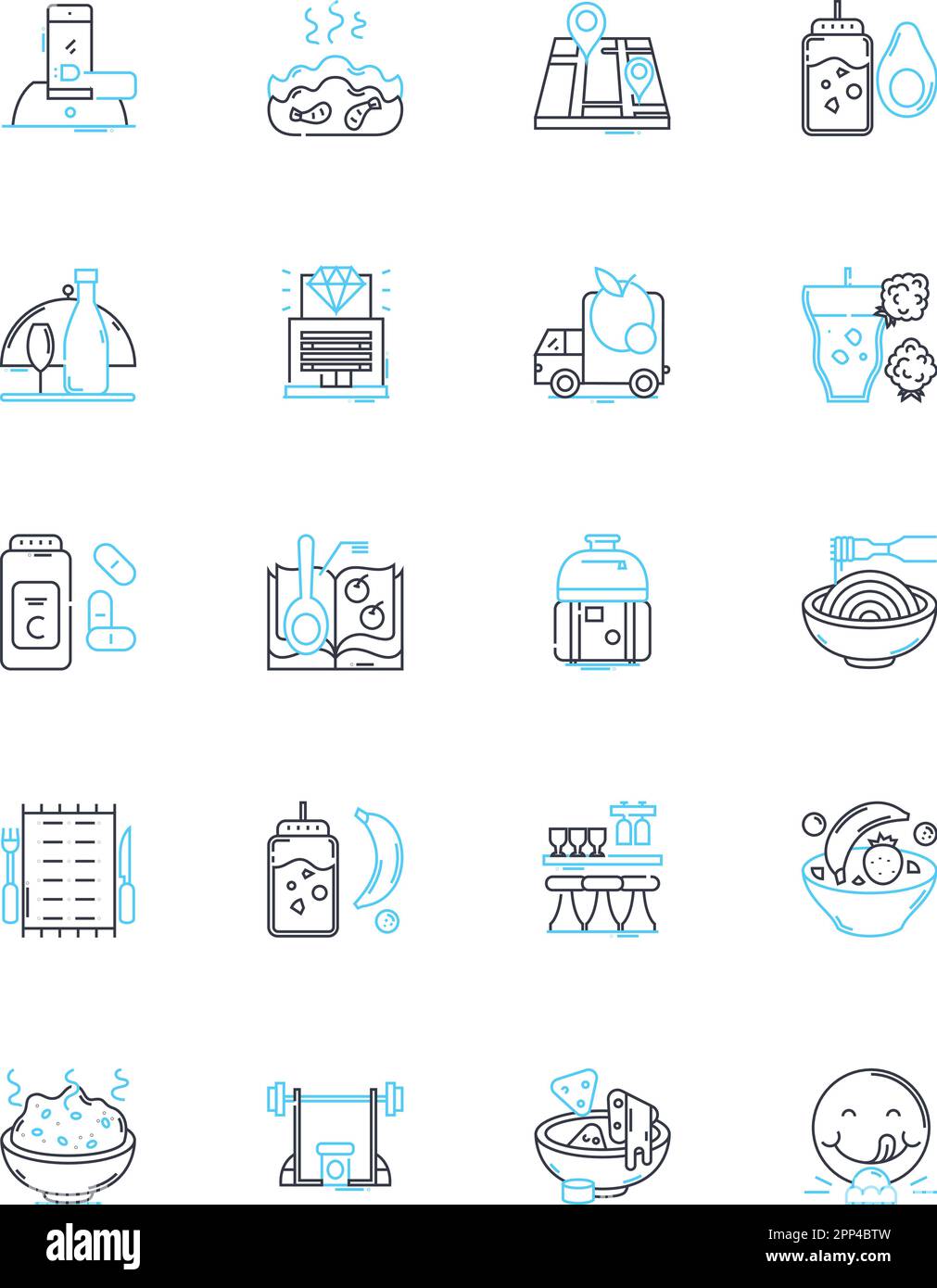 Room service dishes linear icons set. Gourmet, Appetizing, Tasty ...