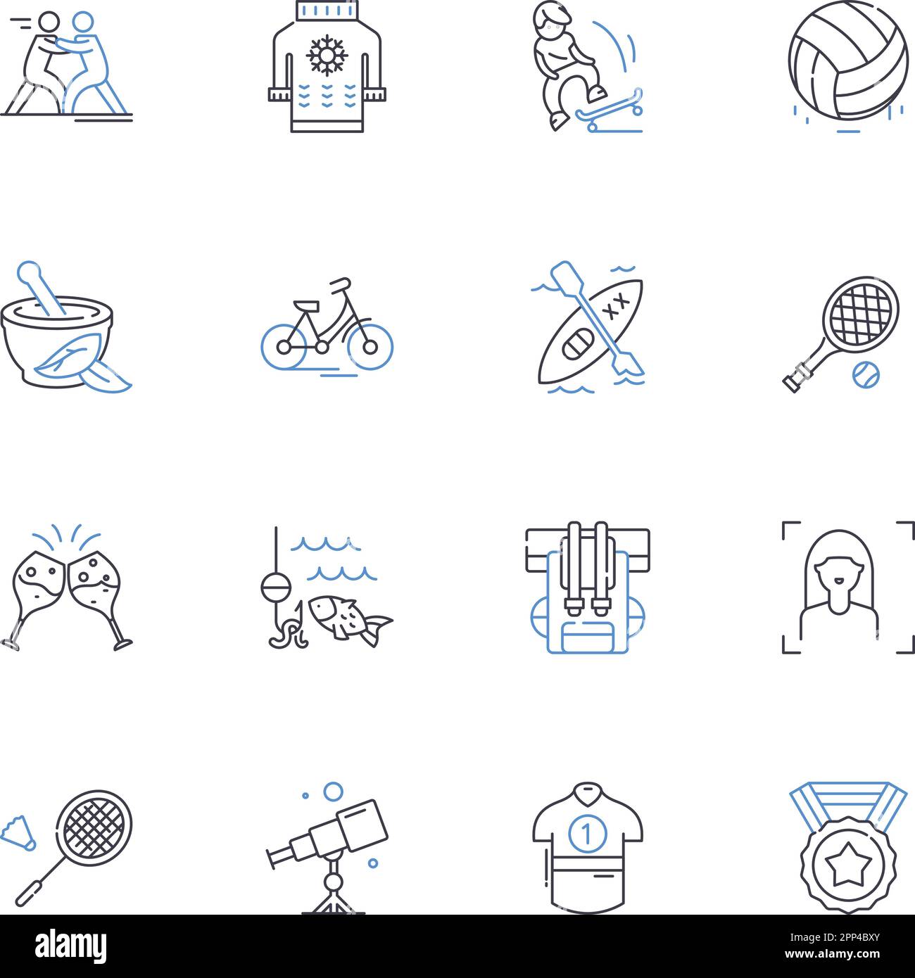 Leisure time line icons collection. Relaxation, Recreation, Hobbies
