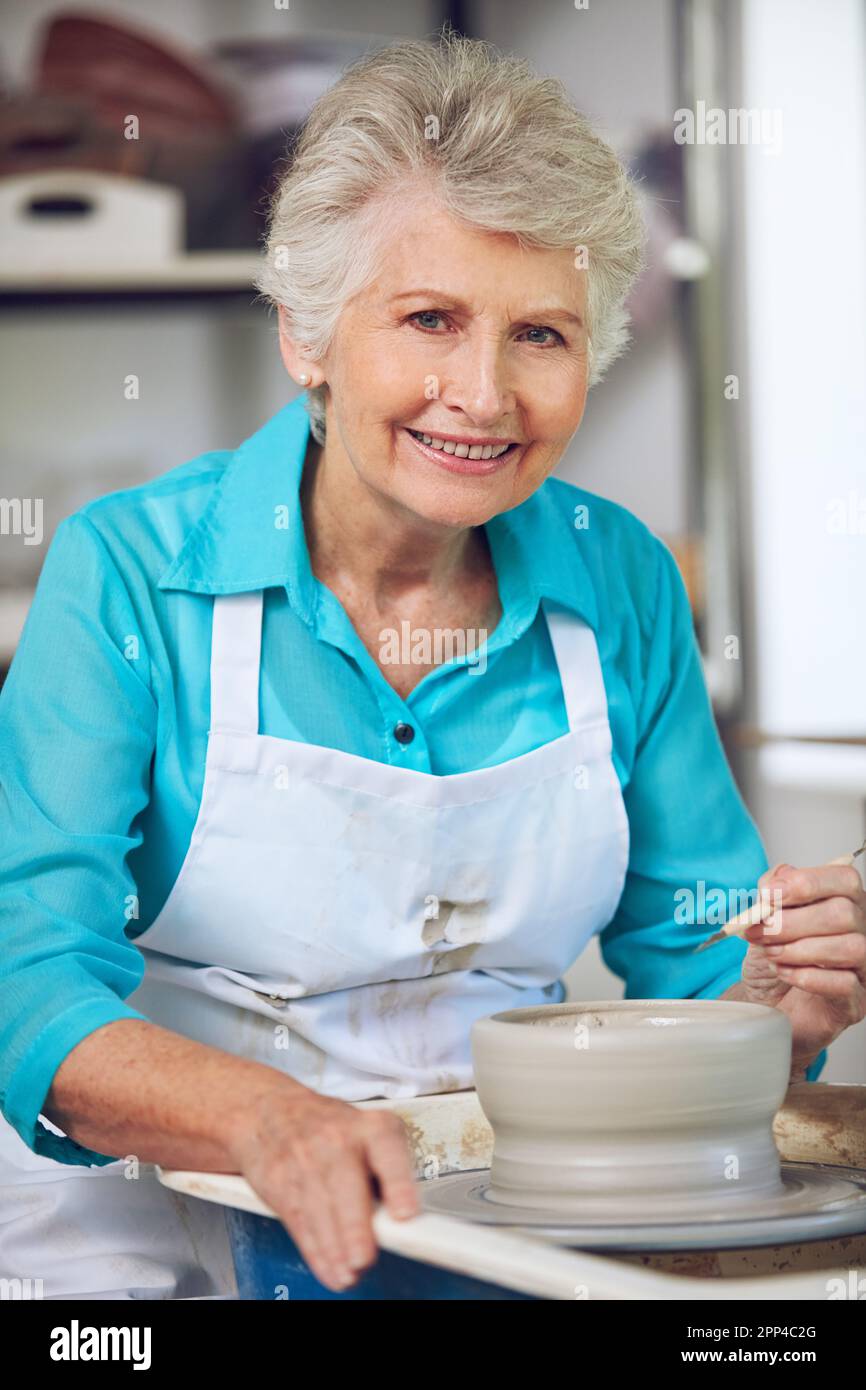 Ive always wanted to learn the art of pottery. Portrait of a senior