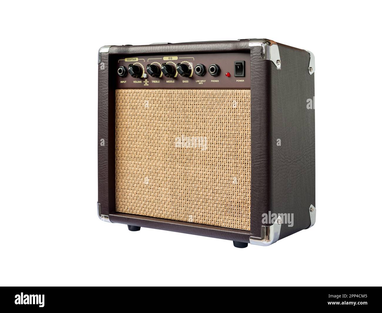 Small acoustic guitar amplifier isolated on white background Stock