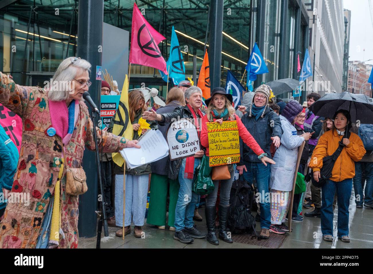 Extinction Rebellion Return for their first large weekend protest doing multiple pickets at various Government Locations in the city Stock Photo