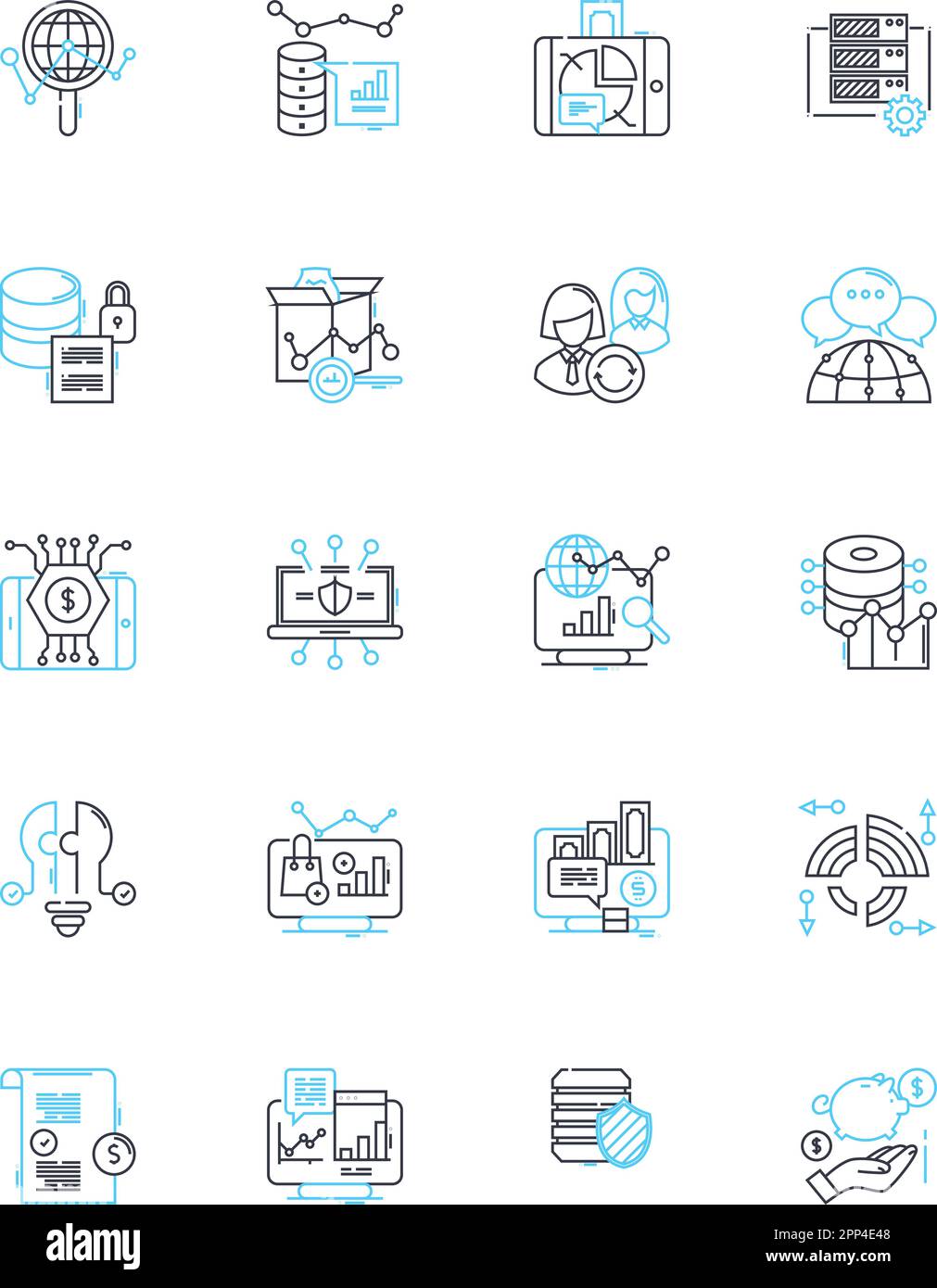 Cost estimation linear icons set. Budgeting, Projection, Calculation