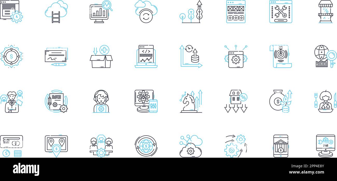 Economic Theory linear icons set. Inflation, Deflation, Supply, Demand ...