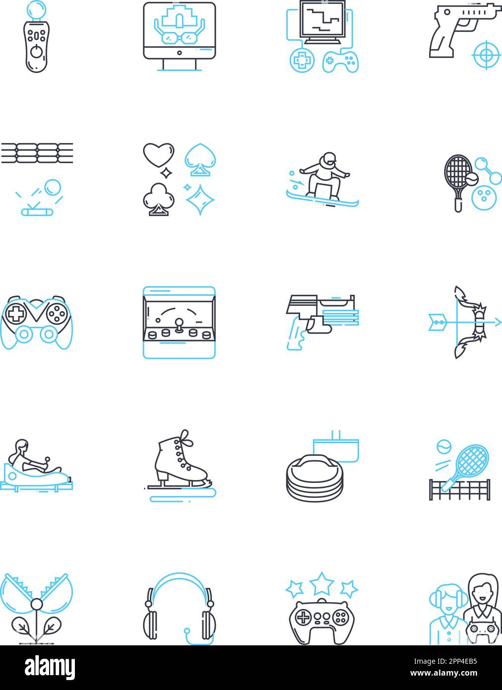 Physical activity linear icons set. Exercise, Fitness, Movement, Health, Strength, Endurance