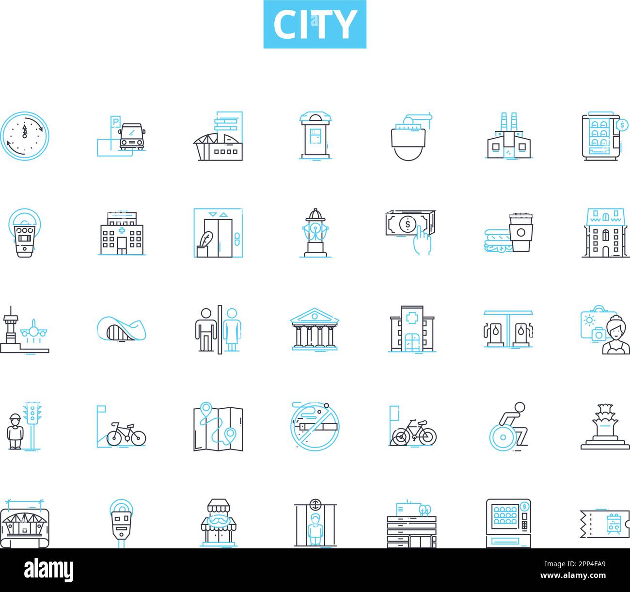 City linear icons set. Skyscrapers, Culture, Cuisine, Diversity 