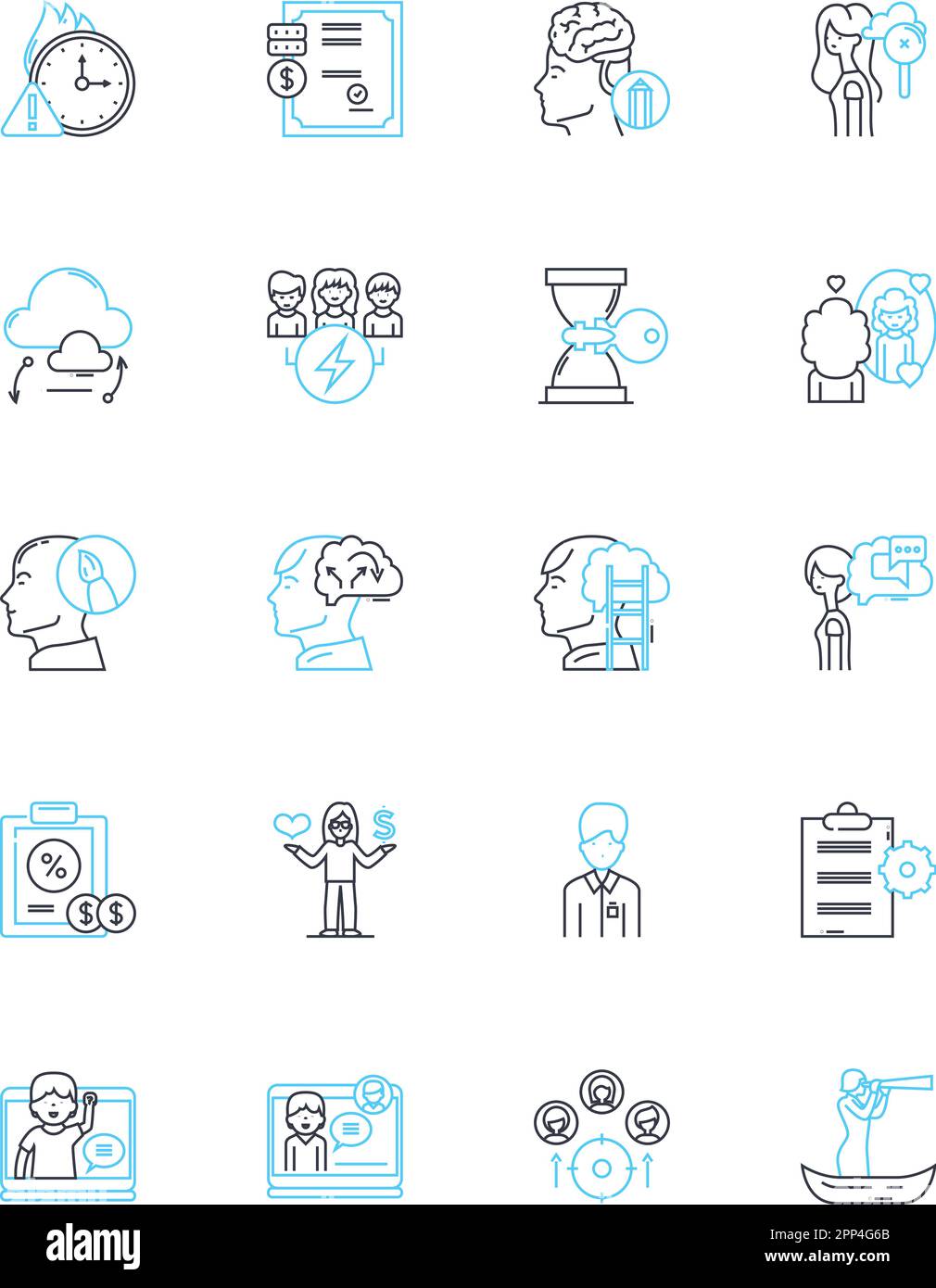 Performance enhancement linear icons set. Endurance, Stamina, Agility