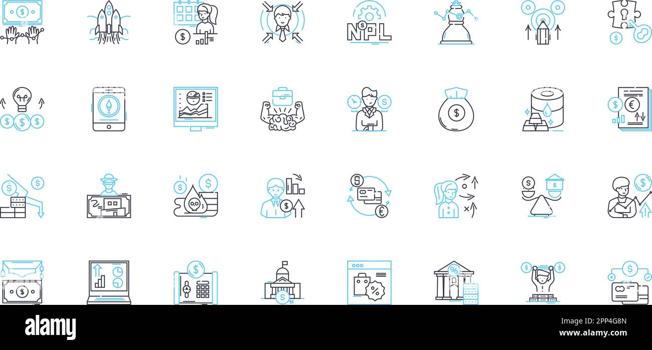 Virtual payments linear icons set. Cryptocurrency, Blockchain, E-wallet ...