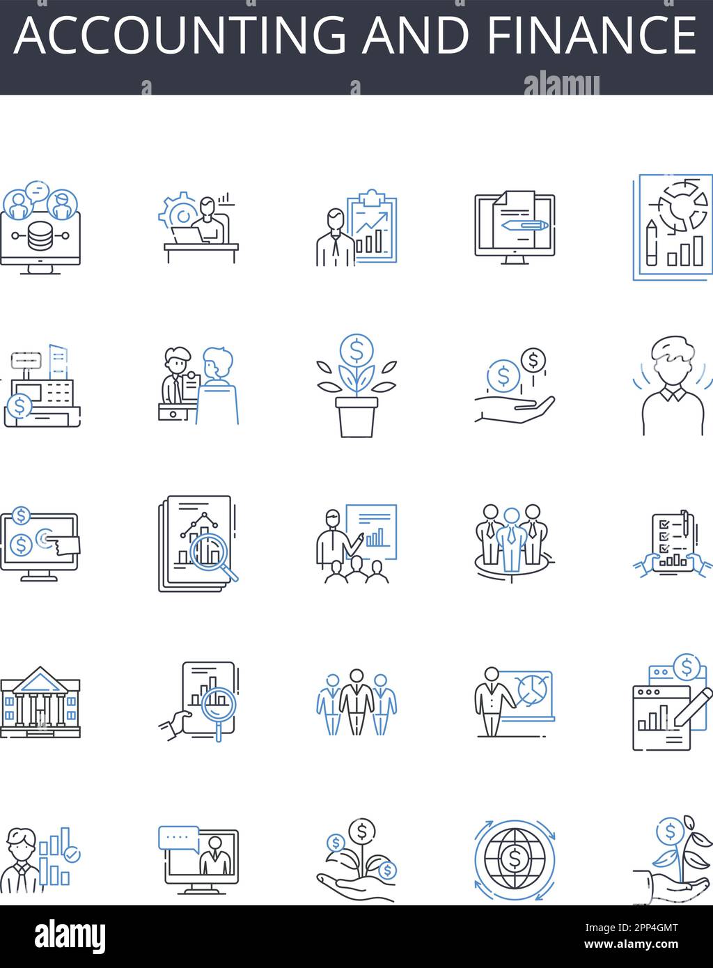 Accounting and finance line icons collection. Bookkeeping, Audit ...