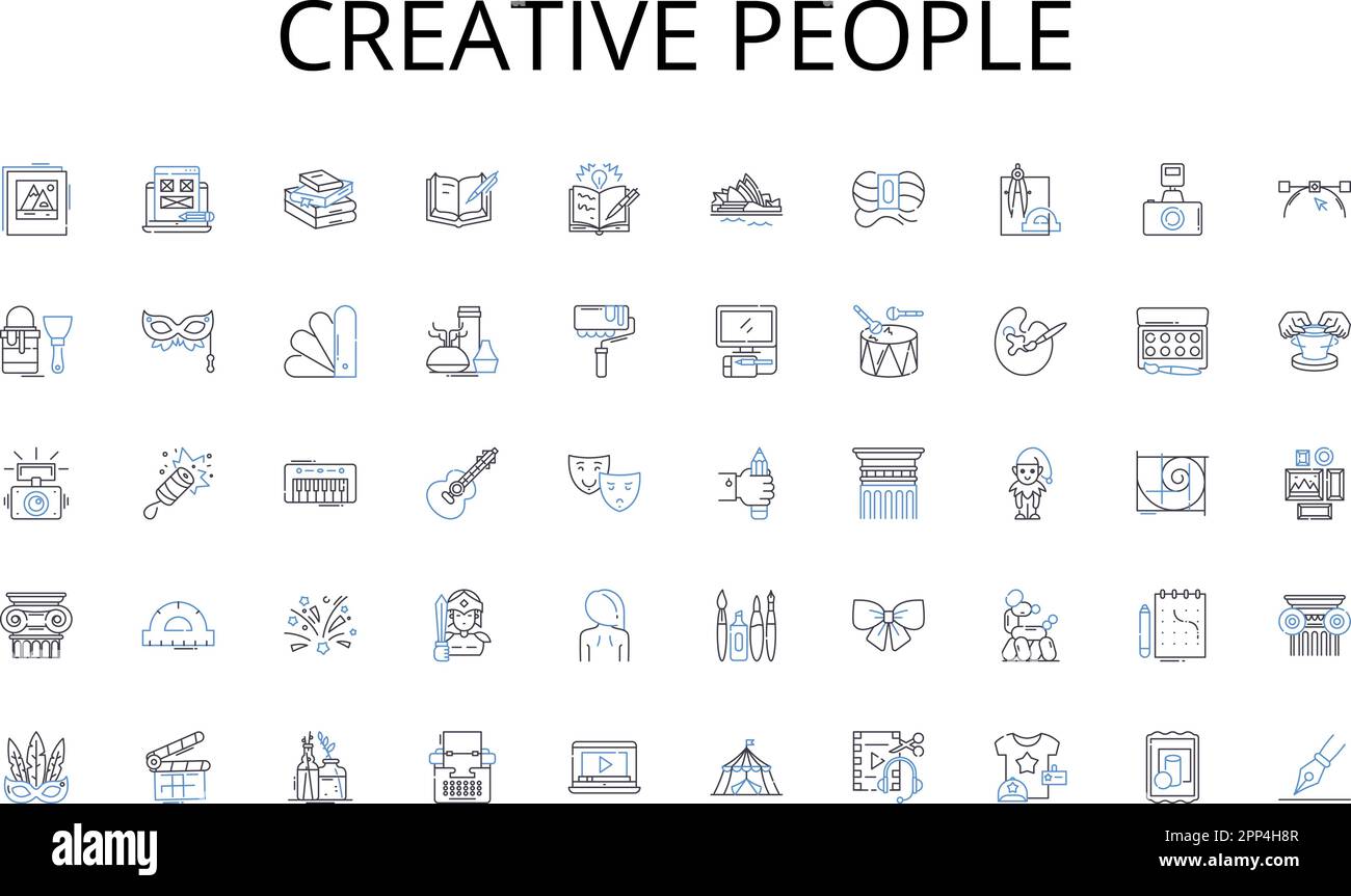 Creative people line icons collection. Performance, Show, Concert, Entertainment, Experience, Audience, Stage vector and linear illustration. Live Stock Vector