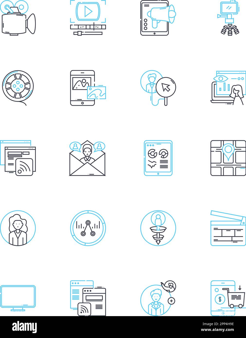 Web design linear icons set. Typography, Usability, Color, Mobile ...