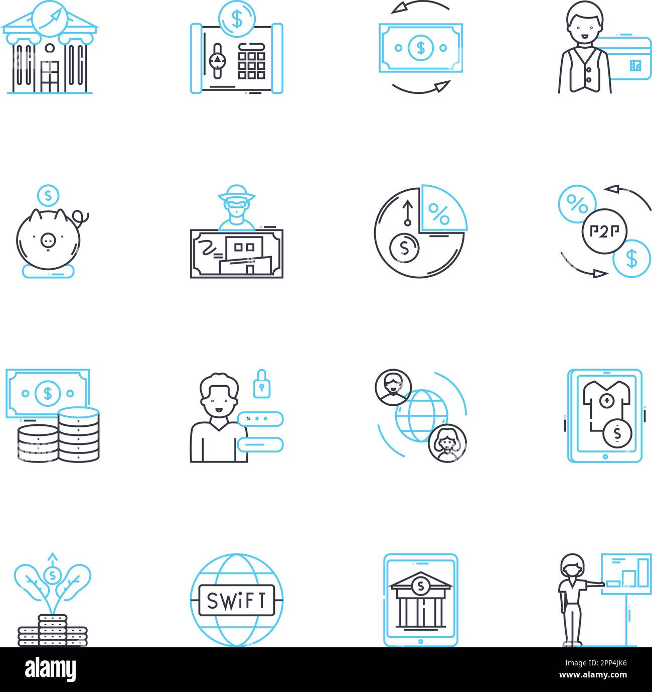 Electronic payment linear icons set. Digital, Cardless, Instant