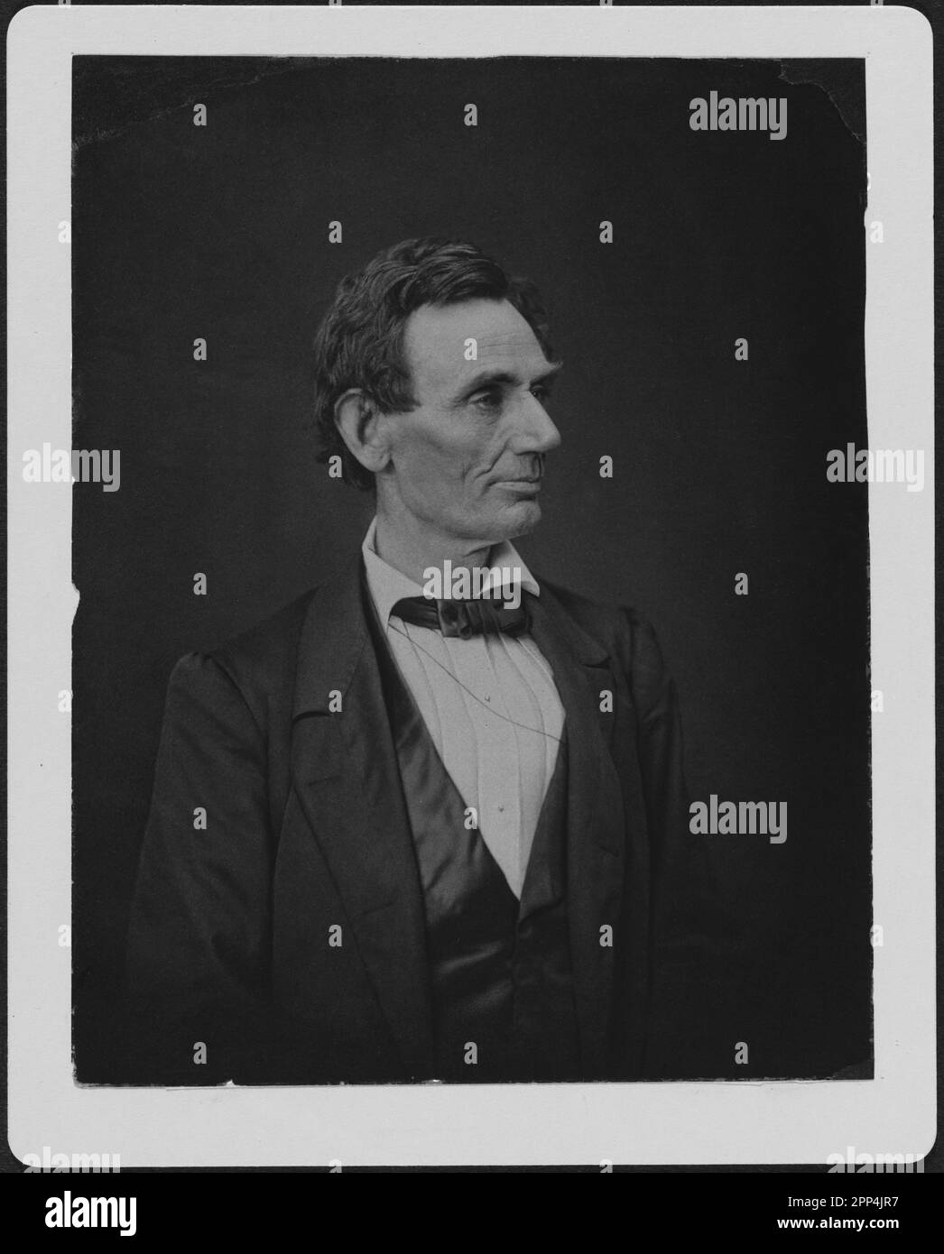 Abraham Lincoln, presidential candidate. Photo of Lincoln made from a negative taken in Springfield, Illinois, by Alexander Hesler on June 3, 1860. On Stock Photo
