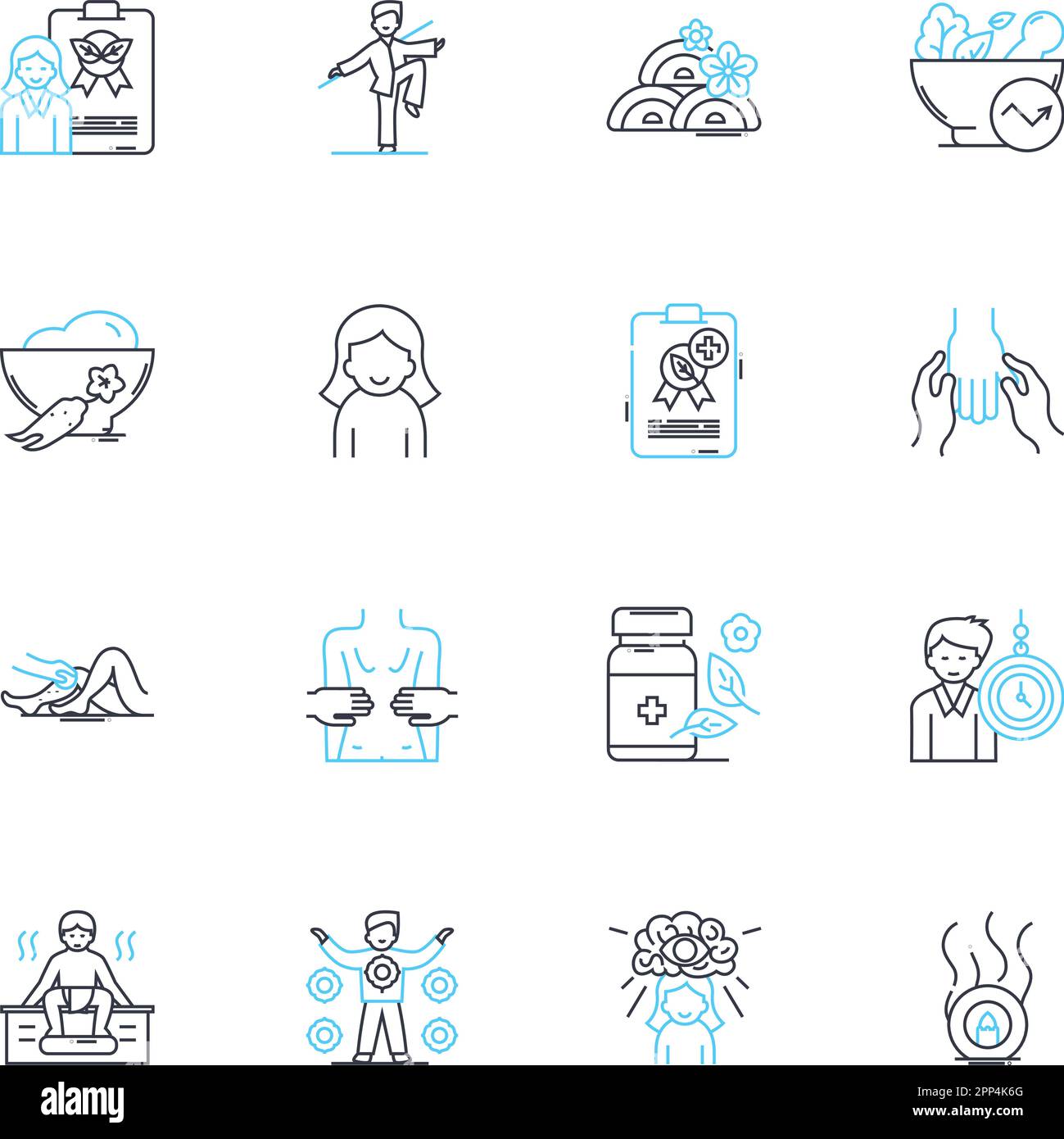Fitness coaching linear icons set. Endurance, Strength, Conditioning