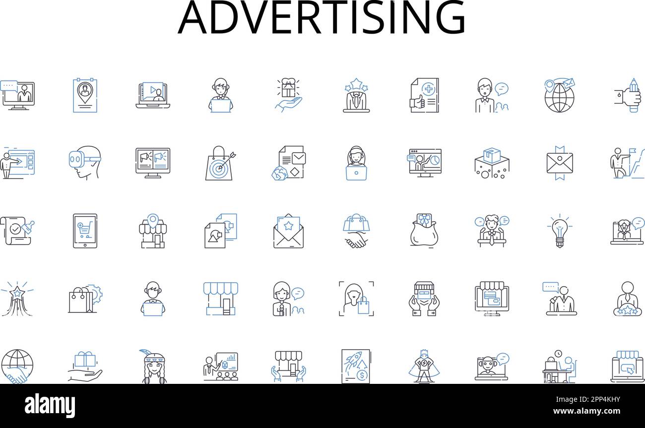 Advertising line icons collection. Strategy, Innovation, Leadership ...