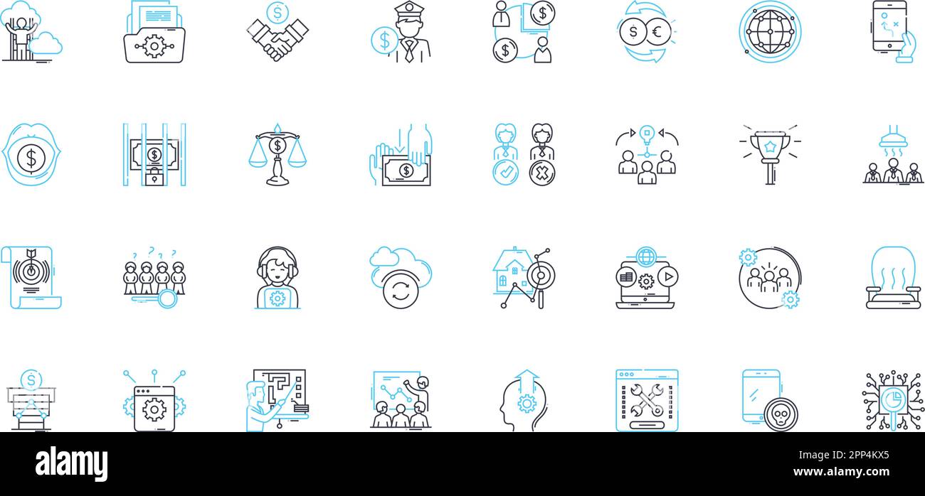 Corporate planning linear icons set. Strategy, Alignment, Forecasting ...