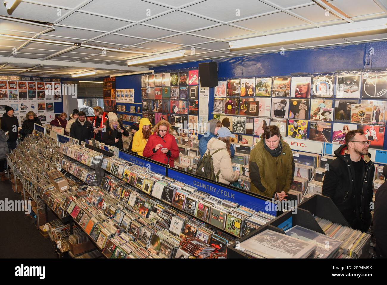 Preston, Lancashire, UK. 22nd Apr, 2023. Hundreds of music fans queue