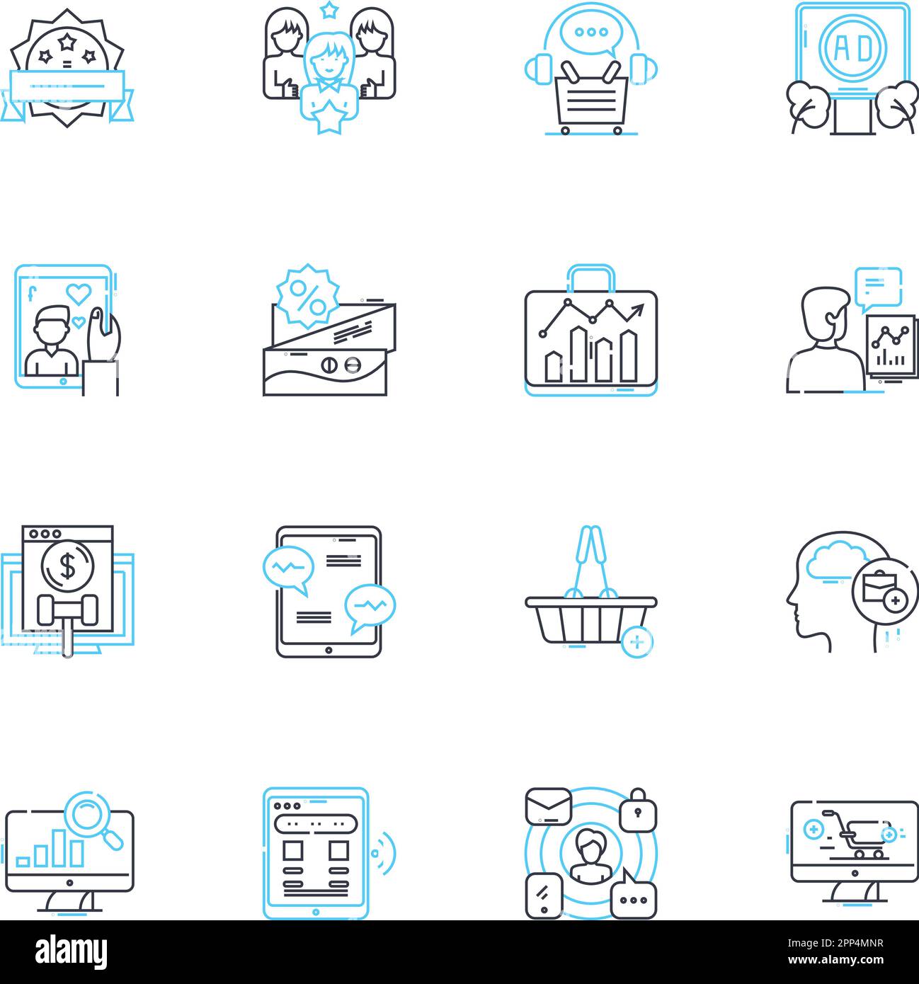 Brand consultant linear icons set. Branding, Strategy, Identity