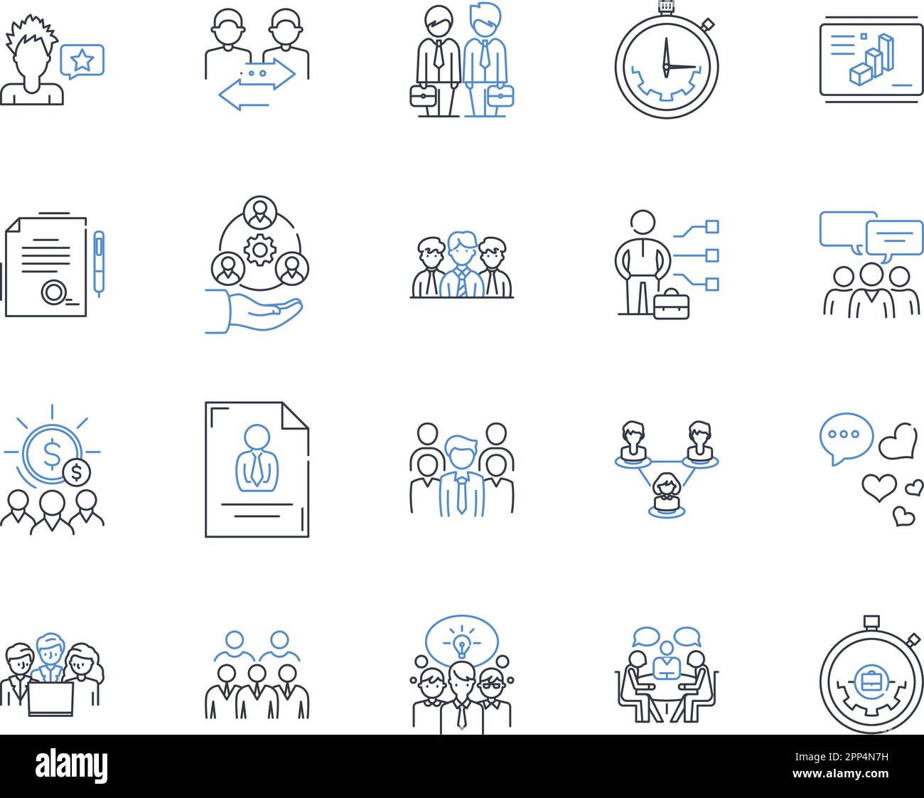 Authority headquarters line icons collection. Command, Ruling