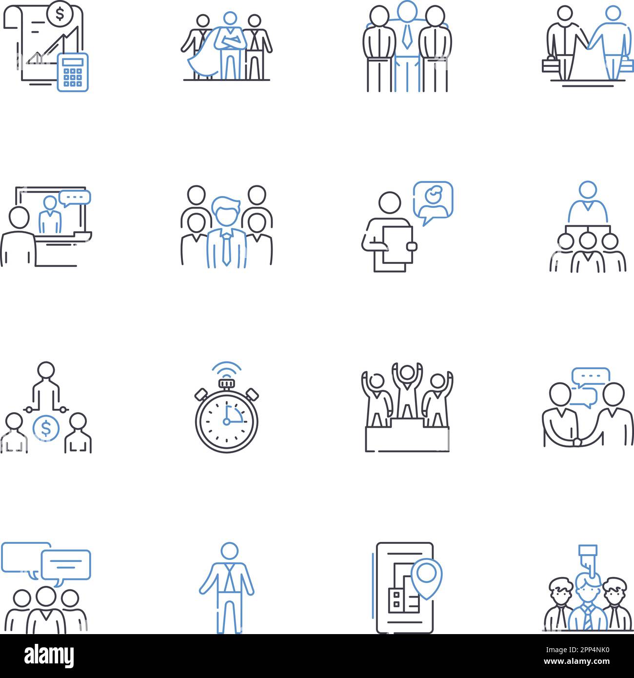 Portfolio manager line icons collection. Investment, Risk, Diversification, Automation, Analysis, Allocation, Performance vector and linear Stock Vector