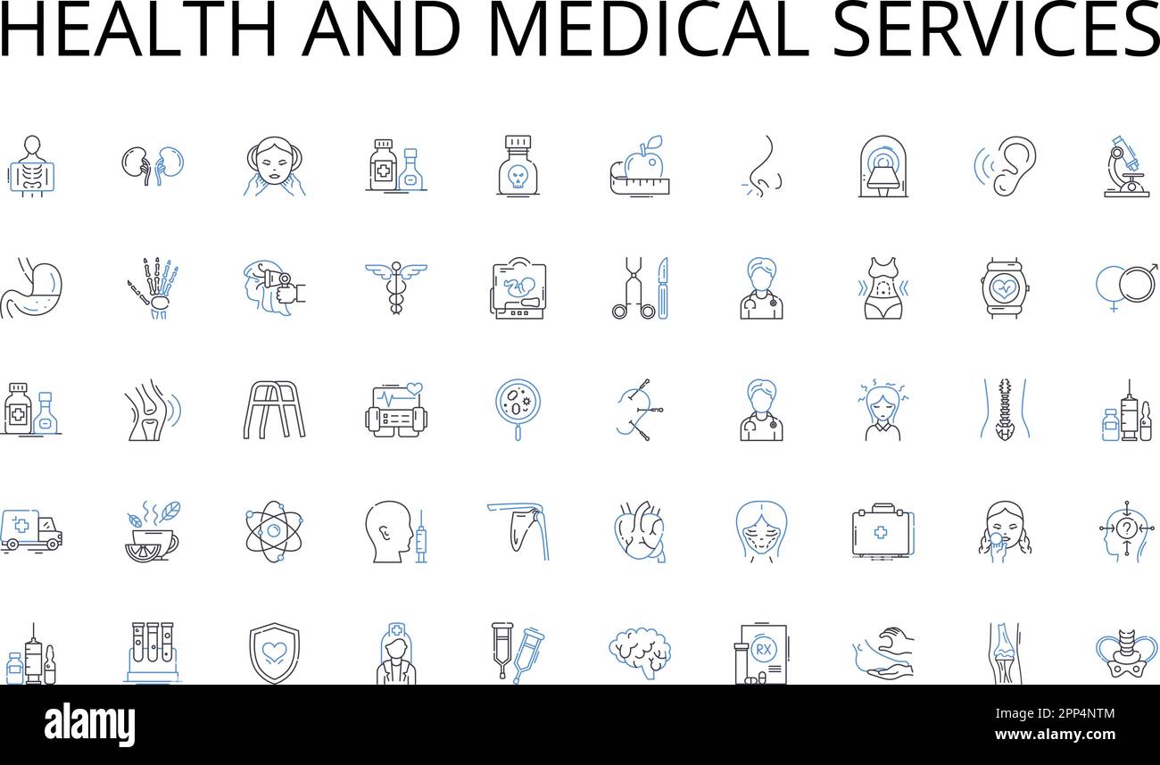 Health and medical services line icons collection. Nerking, Collaboration, Connectivity, Engagement, Communities, Sharing, Communication vector and Stock Vector