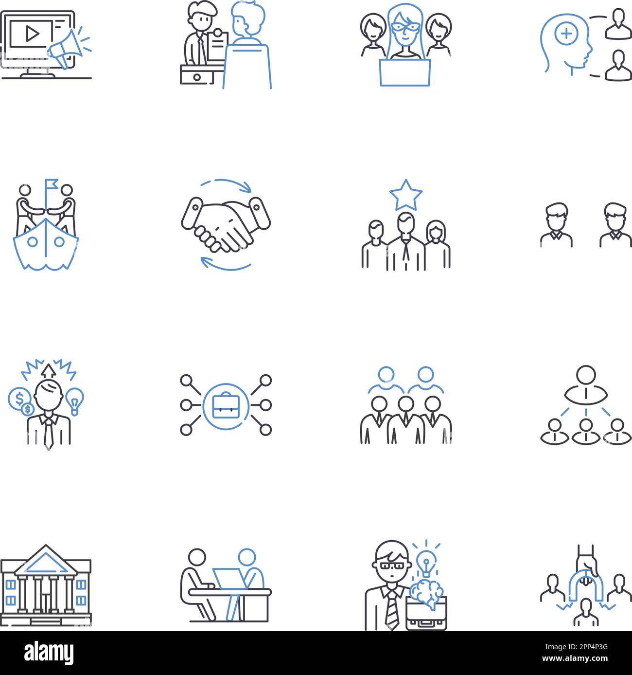 Cluster line icons collection. Nerk, Formation, Node, Structure, Community, Linkage, Bundling vector and linear illustration. Cohesion,Concentration Stock Vector
