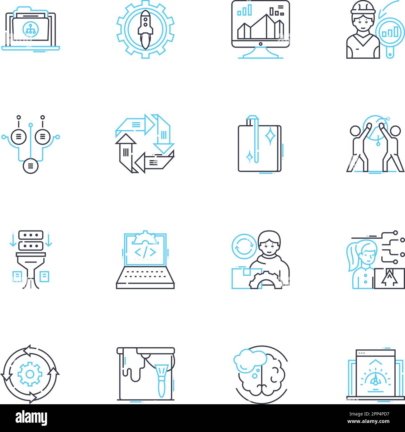 Project Tracking Linear Icons Set. Progress, Schedule, Milests 