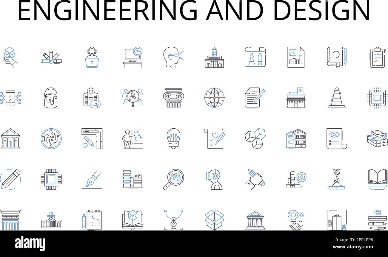 Engineering and design line icons collection. Cooperation, Synergy, Accord, Balance, Oneness, Concurrence, Alliance vector and linear illustration Stock Vector