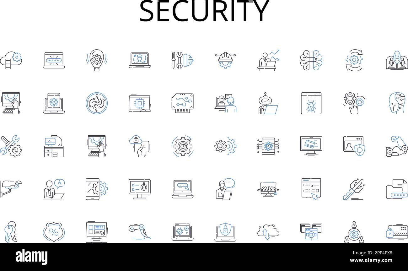 Security line icons collection. Prodigy, Excellence, Skill, Artistry, Mastery, Precision, Flawless vector and linear illustration. Dynamic,Effortless Stock Vector
