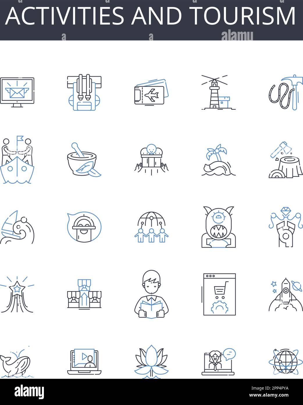 Activities and tourism line icons collection. Events and entertainment ...