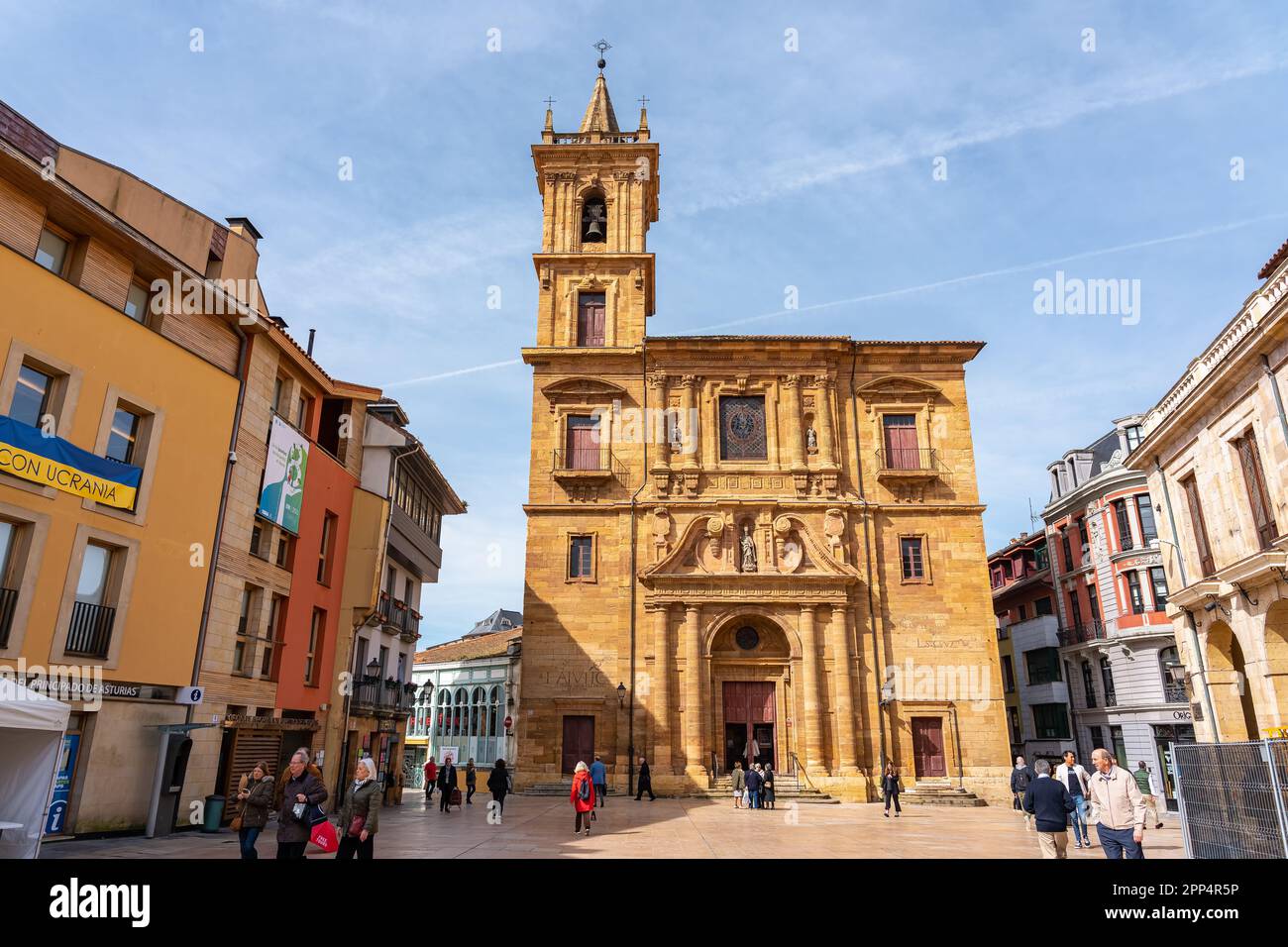 Oviedo, Spain, March 20, 2023: Town Hall Square of the monumental city of Oviedo in Spain. Stock Photo