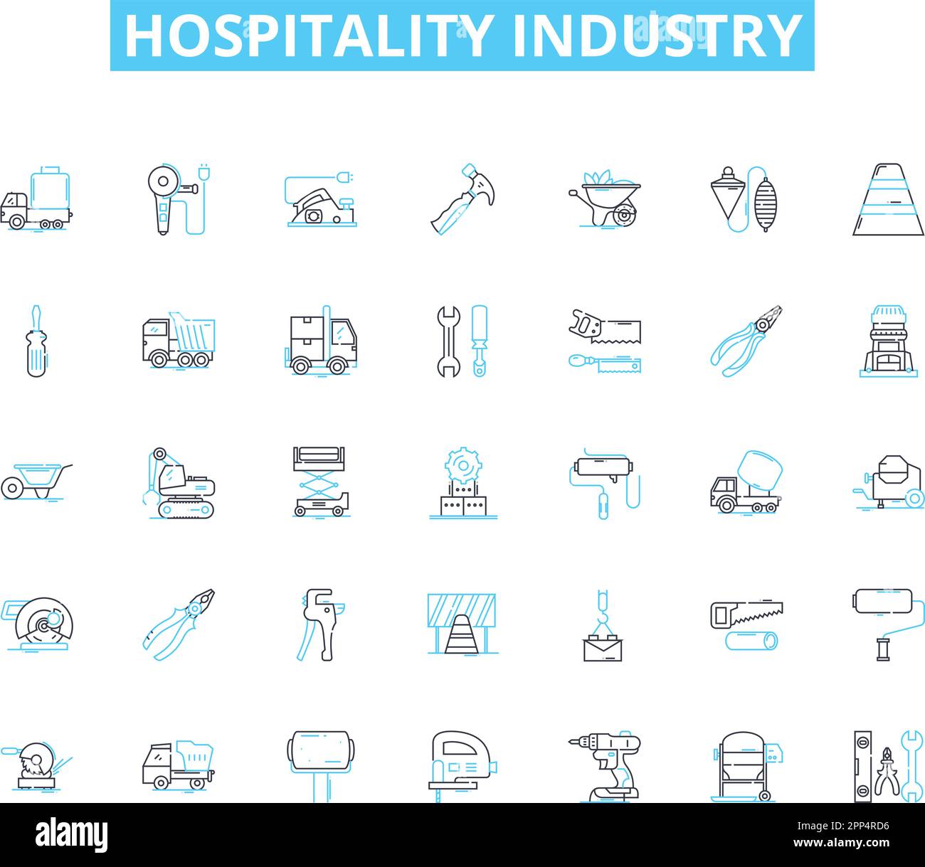 Hospitality industry linear icons set. Resorts, Restaurants ...