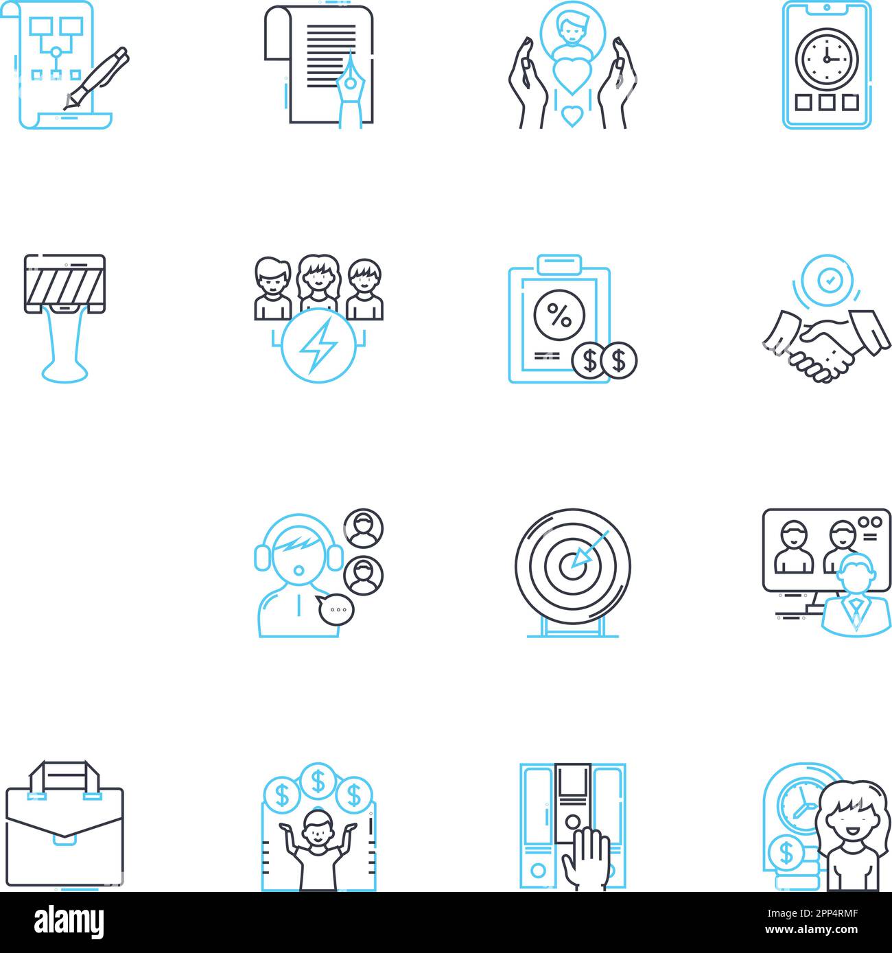 Video conferencing linear icons set. Remote, Virtual, Collaboration, Communication, Convergence, Connectivity, Telepresence line vector and concept Stock Vector