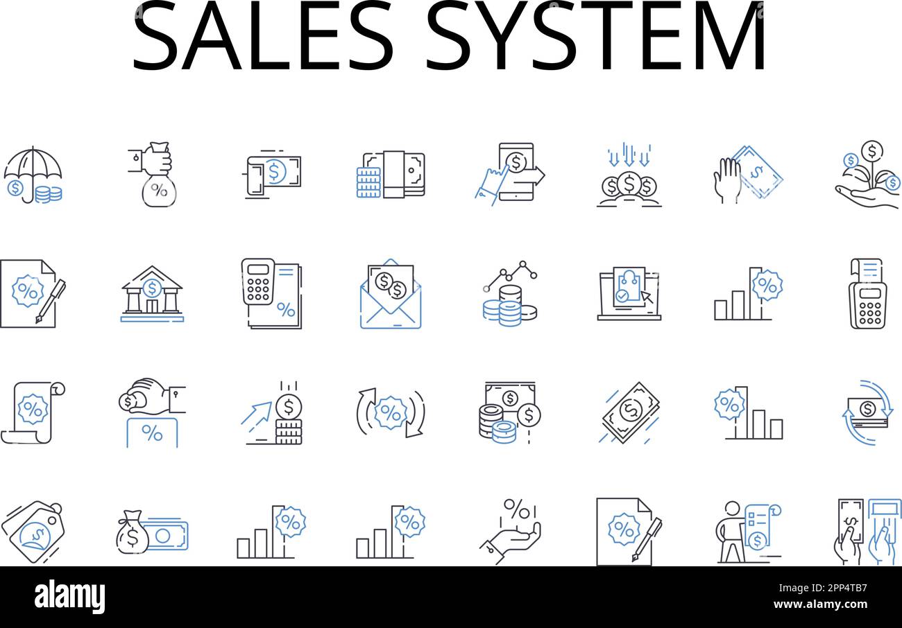 Sales system line icons collection. Business model, Revenue stream