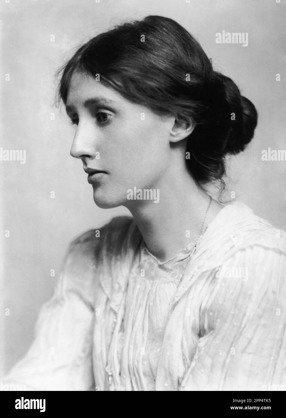 Virginia Woolf (January 25, 1882 – March 28, 1941), a British author and feminist, with her chignon. Circa 1902 Stock Photo