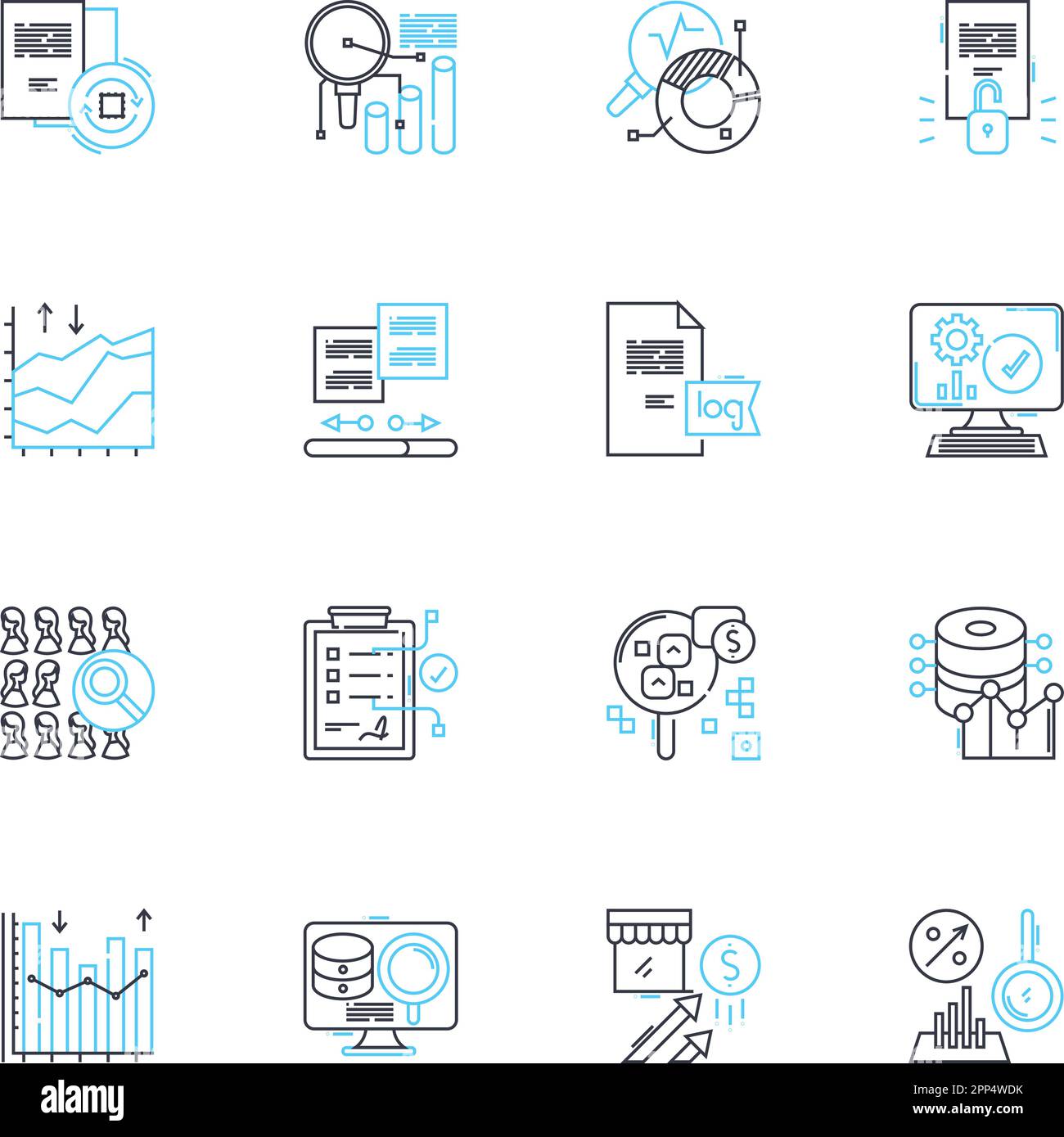 Tax papers linear icons set. Receipts, Returns, Refund, Deductions, Income, Exemptions, Taxes line vector and concept signs. W-,,Audit outline Stock Vector