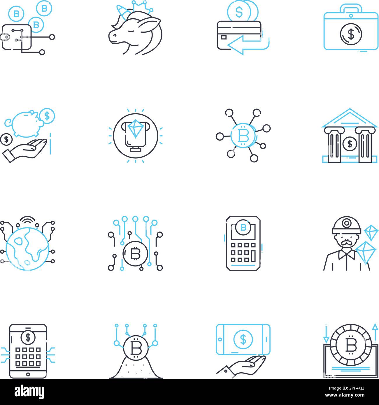 Economic growth linear icons set. Expansion, Prosperity, Progression 