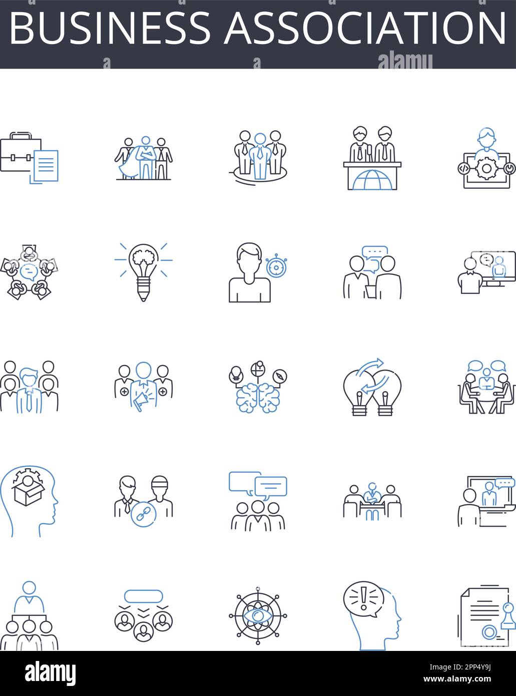 Business association line icons collection. Community, Unity, Tradition