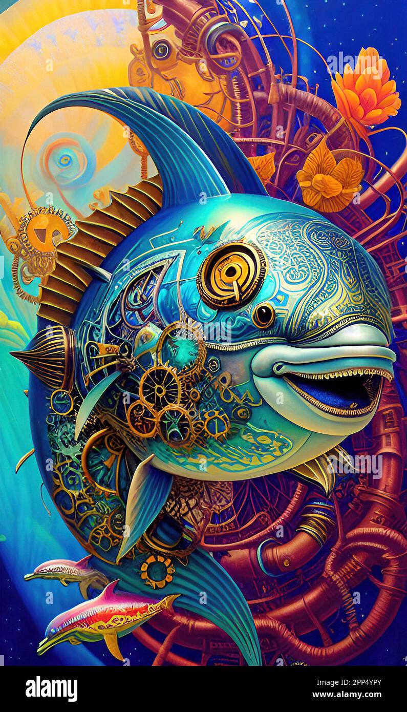 Steampunk Dolphin Art Stock Photo