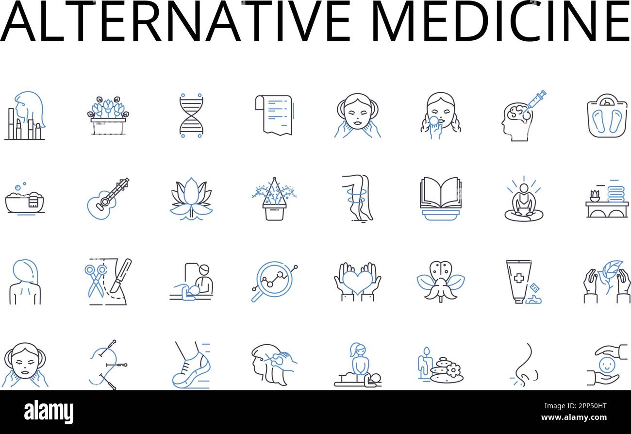 Alternative medicine line icons collection. Complementary medicine, Integrative medicine, Holistic medicine, Natural medicine, Traditional medicine Stock Vector