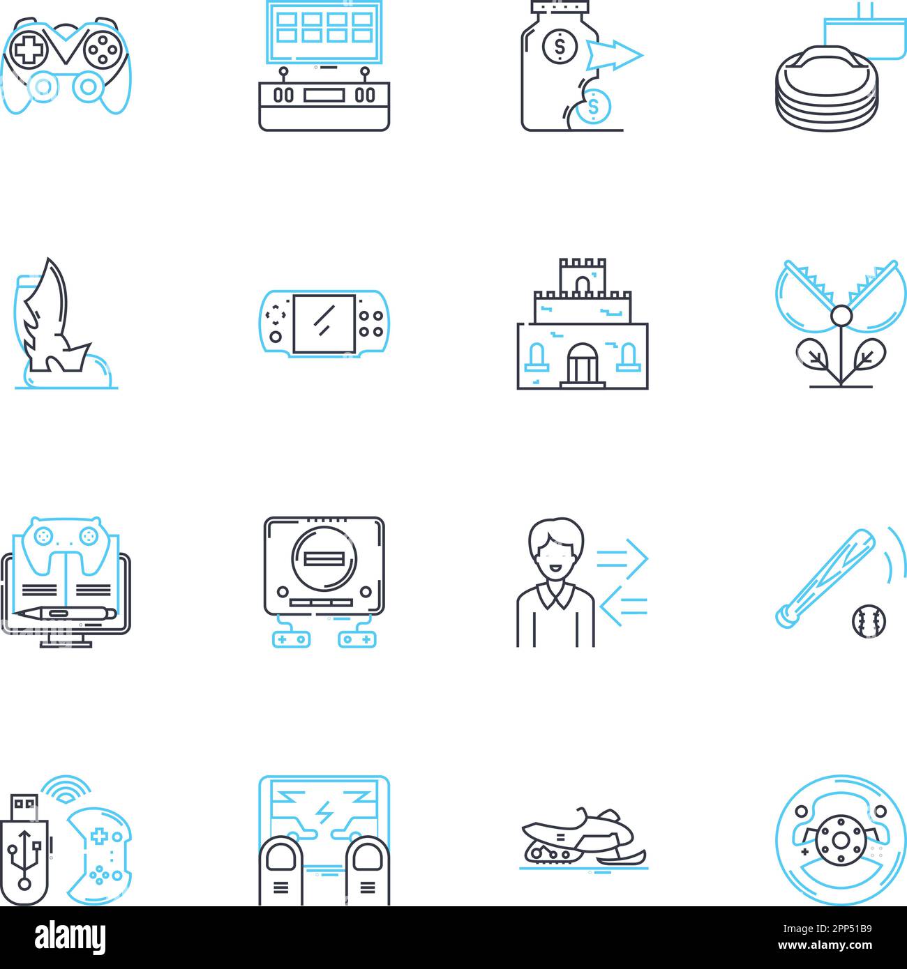 Physical activity linear icons set. Exercise, Fitness, Movement, Health, Strength, Endurance