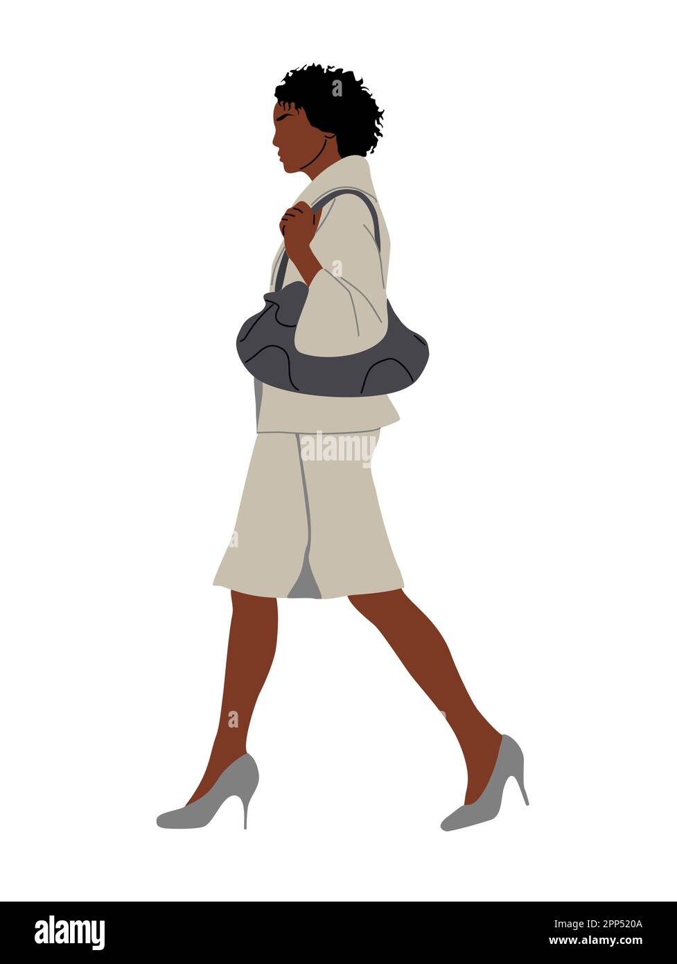 Black Business woman walking side view vector Stock Vector Image & Art ...