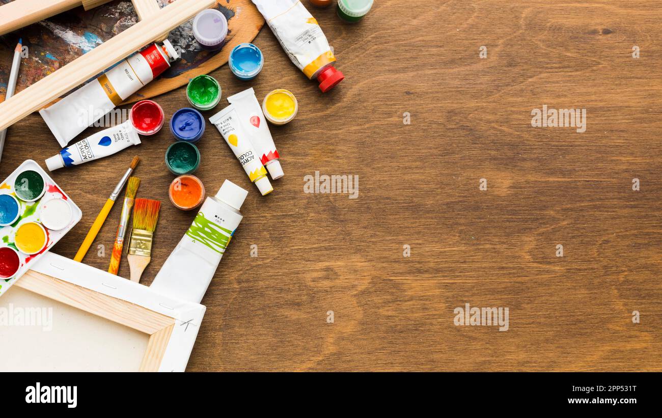 Watercolour paint tubes copy space Stock Photo Alamy
