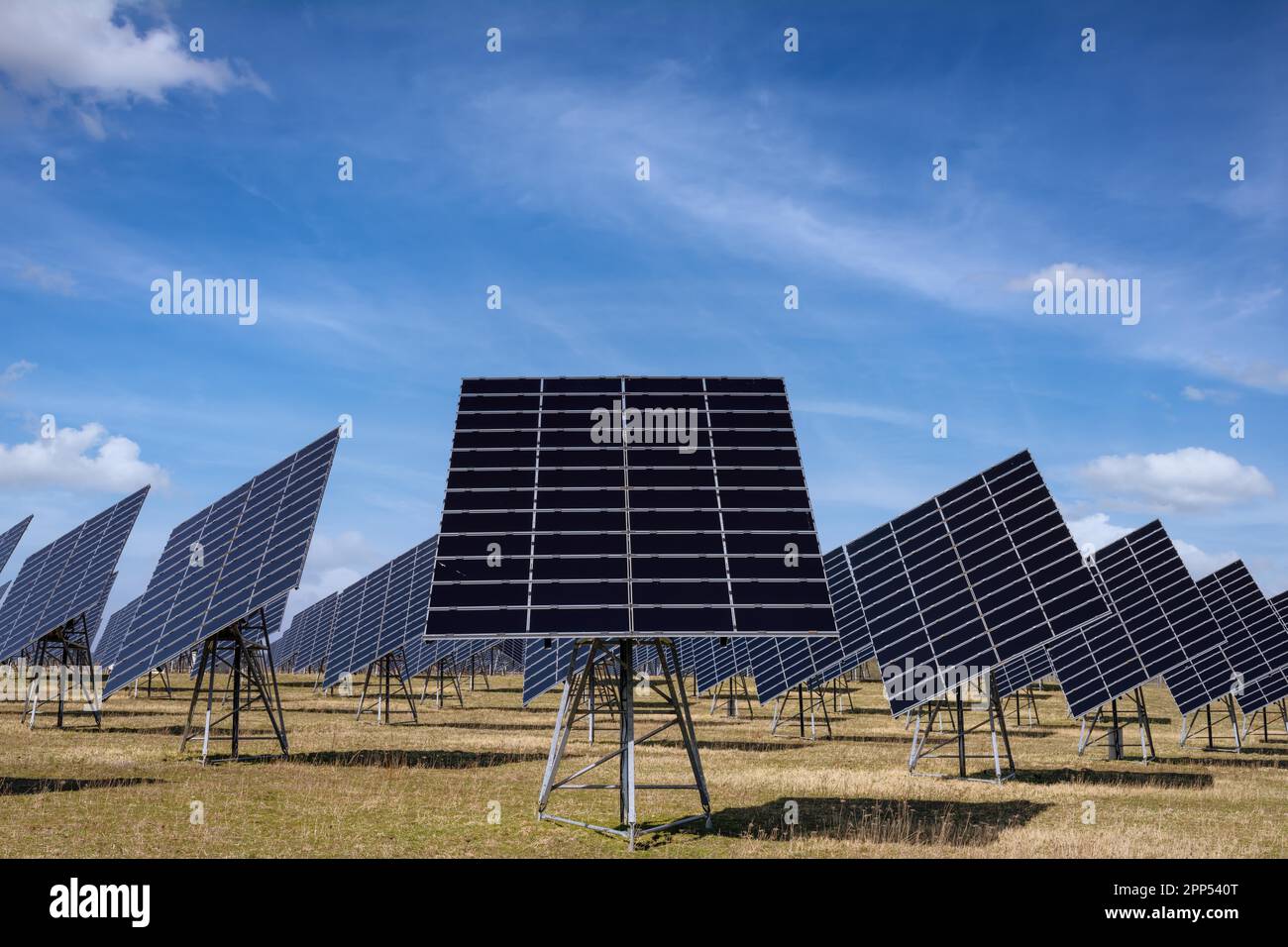Innovative energy creation in a solar park Stock Photo